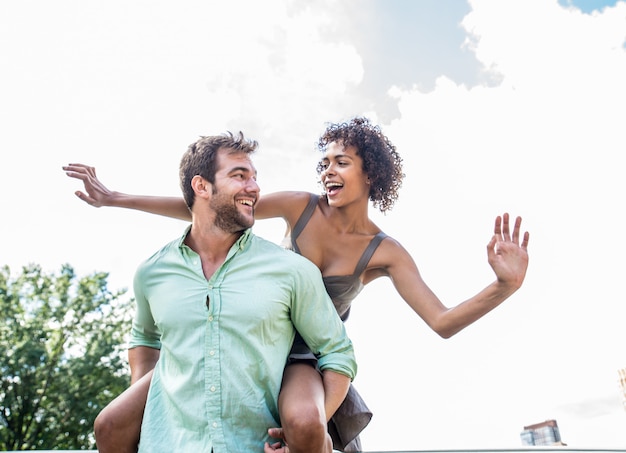 Photo couple in love having fun