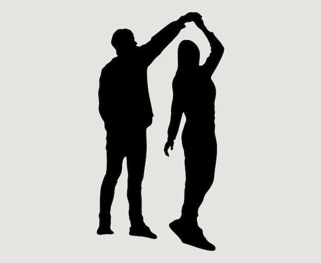 couple in love man and woman together black silhouette vector illustration