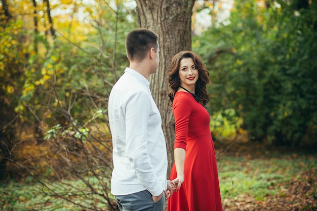 Couple in love in the park