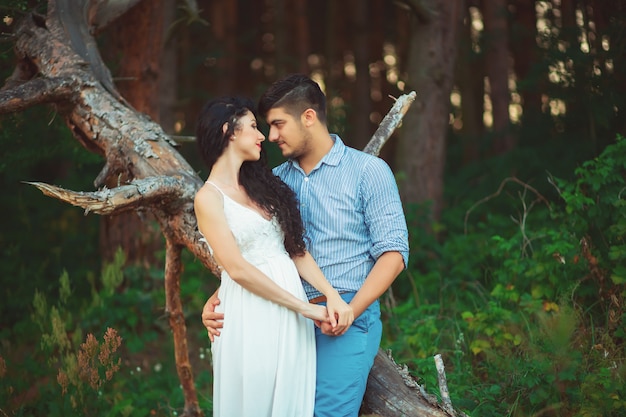 Couple in love posing in nature
