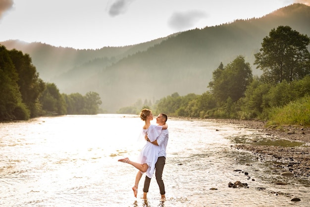 couple in love on the river