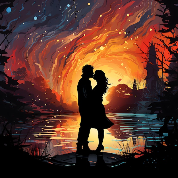 couple in love silhouette