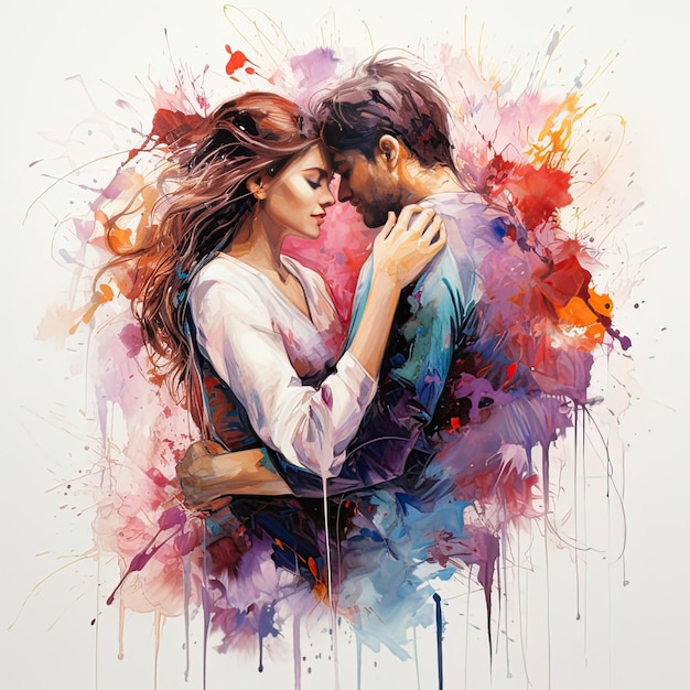 Couple love spatter artwork illustration