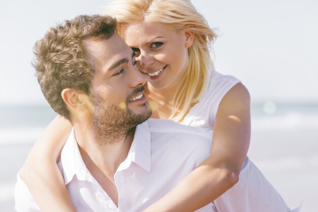 Couple in love on summer beach vacation