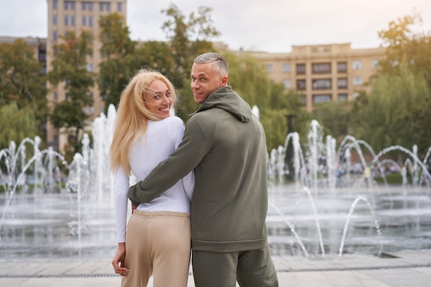 Couple in love walking outdoors