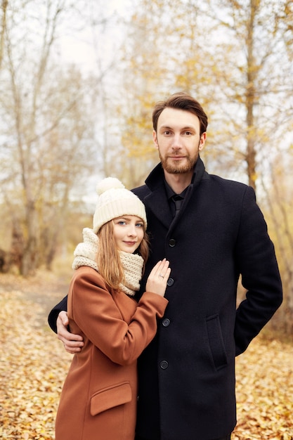 Couple in love walking in the Park, Valentines day