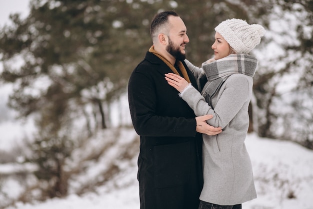 Couple in love in winter