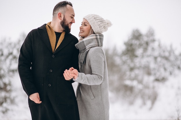 Couple in love in winter