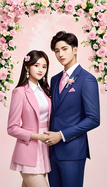 couple love with flower background