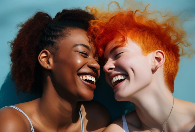 Couple of lovely friends smiling together