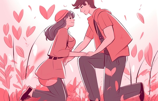 Couple of lovers Couple planting illustration color background