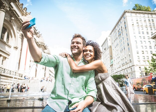 Couple of lovers taking a selfie