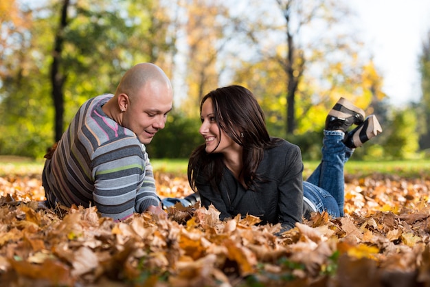 Couple Lying Together At The Park