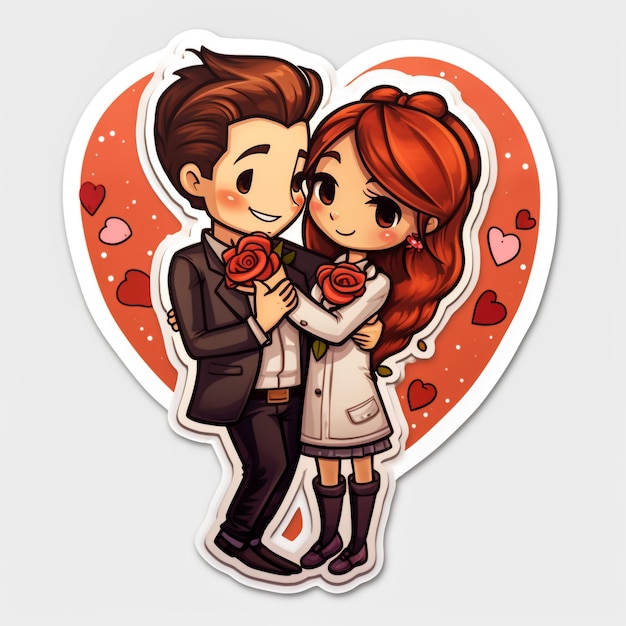 Couple making a heart with hands Happy valentine cartoon character illustration Premium Vector