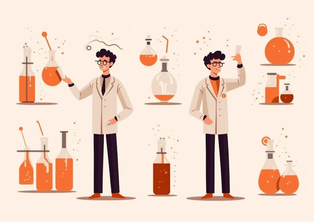 Photo a couple of men in lab coats holding beaks and flasks generative ai