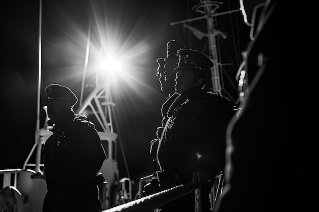 Photo a couple of men standing next to each other