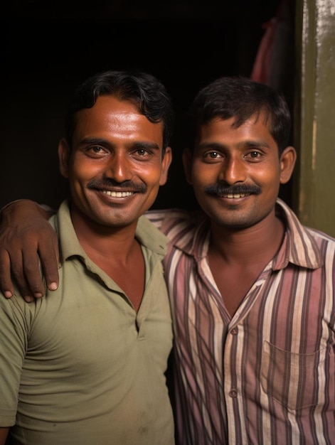 Photo a couple of men standing next to each other