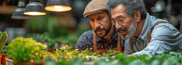 A couple of men tending to their home garden