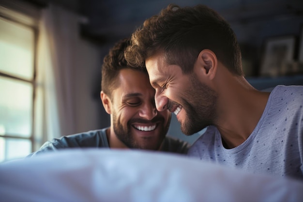 A couple of men who are in love are seated next to each other