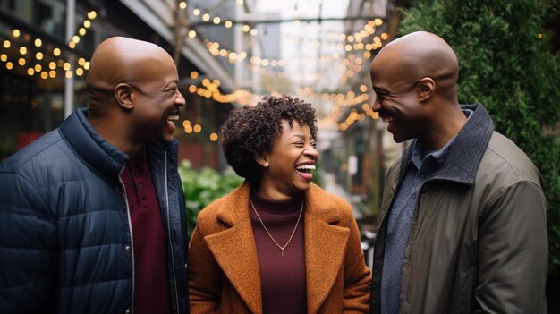 a couple of men and a woman standing next to each other