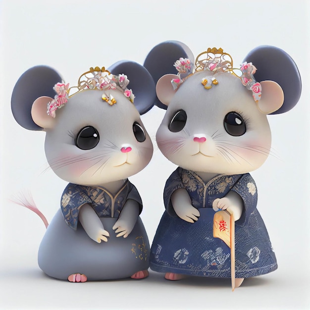 Couple of mice standing next to each other generative ai