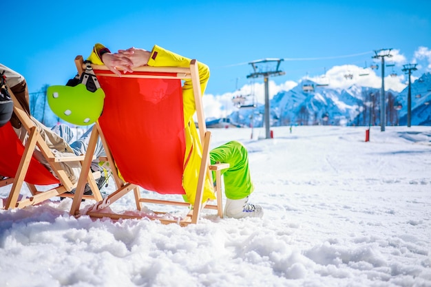 Couple at mountains in winter