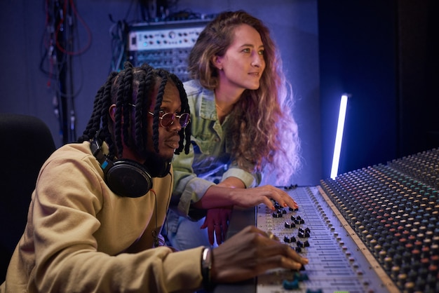 Couple in the music studio