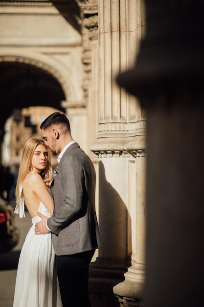 Couple near old building