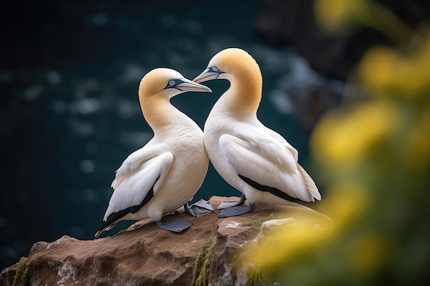 Couple of Northern Gannet in the wild