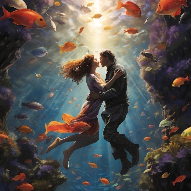 couple in ocean romantic photography aquatic life