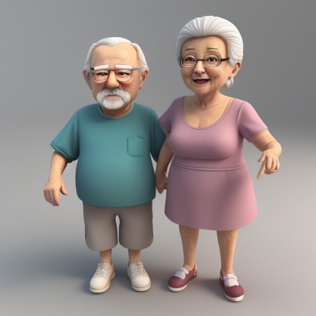 a couple of old people standing next to each other