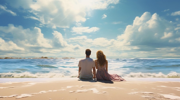 사진 해변에 있는 커플