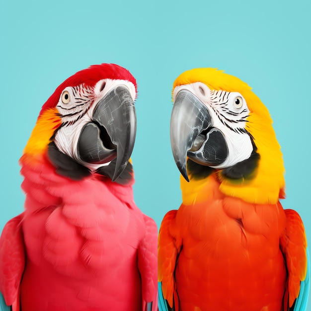 Photo a couple of parrots standing together