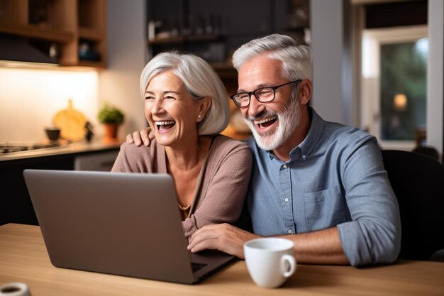 a couple of people are looking at a laptop screen