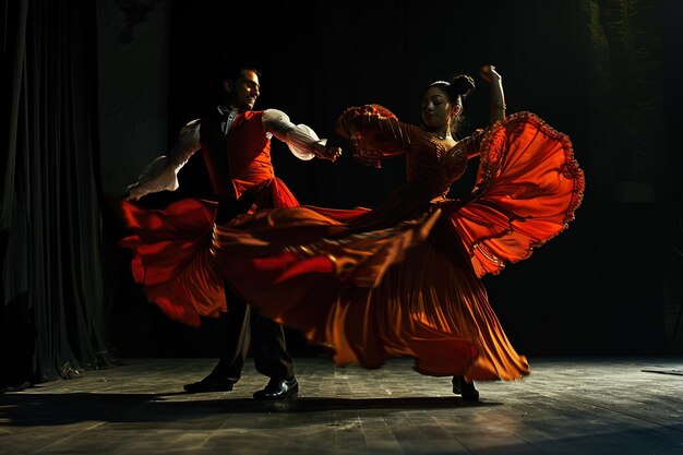 A couple of people that are dancing on a stage