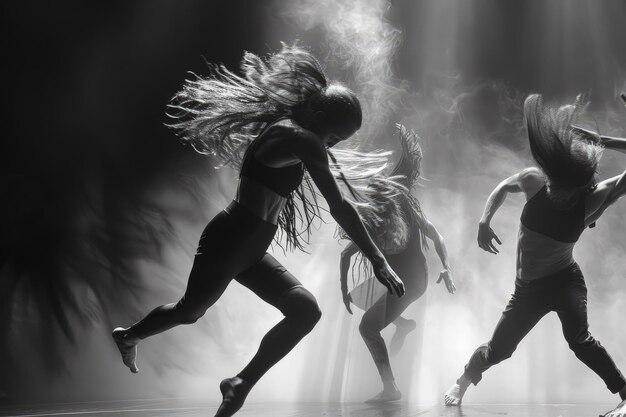 Photo a couple of people that are dancing on a stage