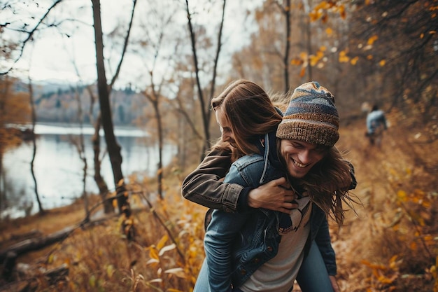 a couple of people that are standing in the woods