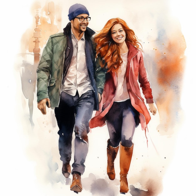 Couple person watercolor