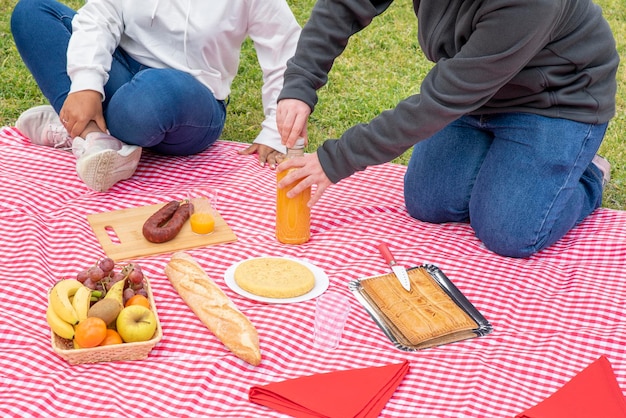 Foto coppia su un picnic al parco