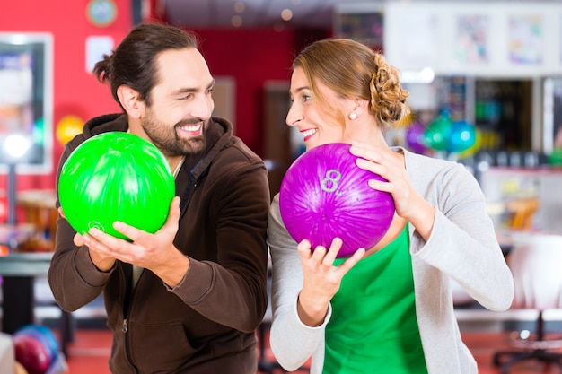 Couple playing Bowling