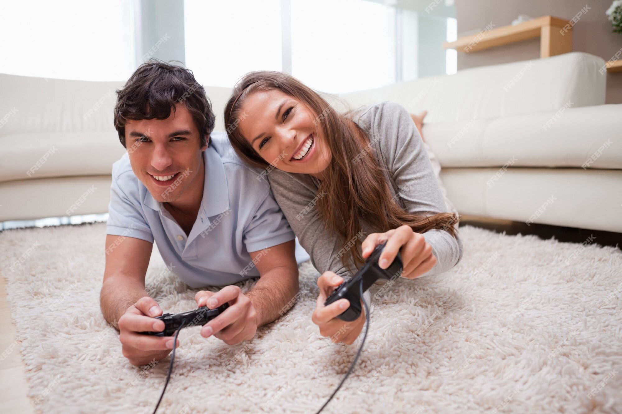 Couple playing games stock image. Image of girlfriend - 132760653