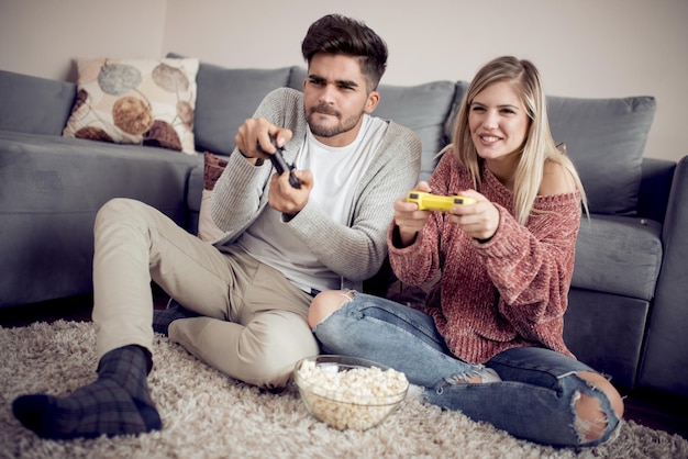 Couple playing video games