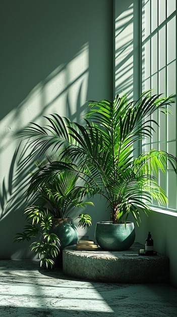 a couple of potted plants sitting next to a window