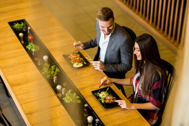 Couple in restaurant