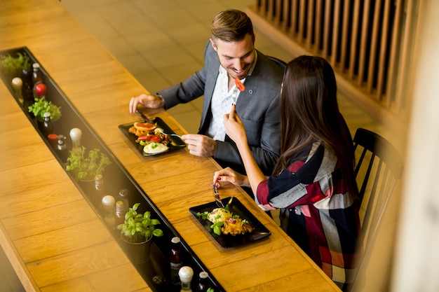 Couple in restaurant