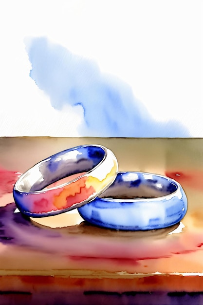 A Couple Of Rings Sitting On Top Of A Table