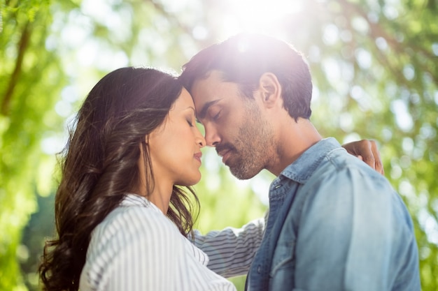 Couple romancing in park