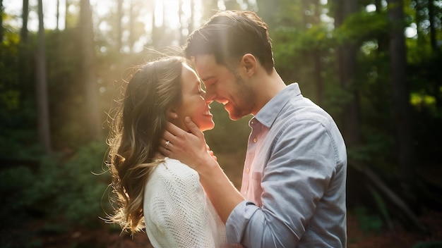 Couple in a romantic moment outdoors