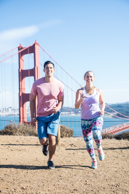 Couple running in San Francisco