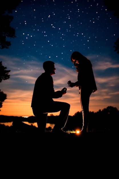 a couple's silhouette Under the Stars Proposal concept